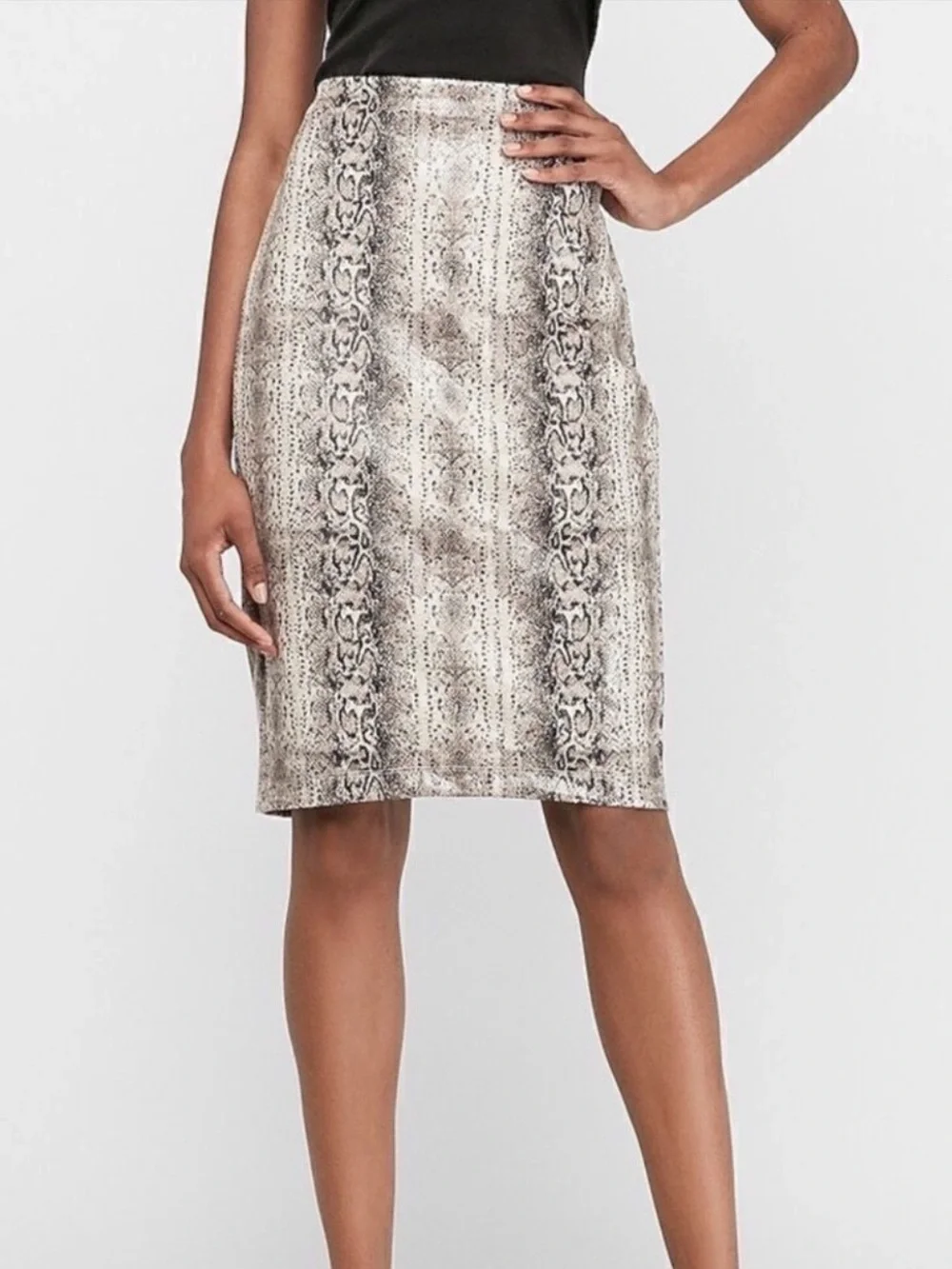 Express S High Waist Faux Leather Snake Print Pencil Skirt